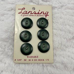 Lansing, 3/4" Dark Green/Light Green, Vintage Buttons, #1097, Set of 6